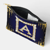 Goldene Initiale A mit blauem Glitterdruck Zubehörtasche (Offen)