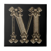 Goldene Initiale oder Monogramm des Buchstabe-M Fliese (Vorderseite)