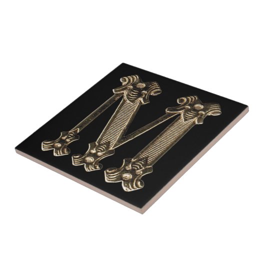 Goldene Initiale oder Monogramm des Buchstabe-M Fliese (Seite)