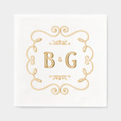 Goldene Initialen Servietten Mit Folie (Vorderseite)