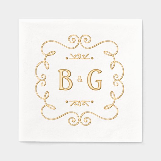 Goldene Initialen Servietten Mit Folie (Vorderseite)