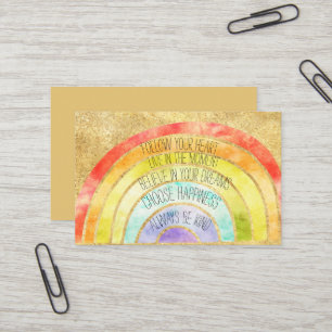 Goldene Inspirierende Zitate Regenbogen Visitenkarte