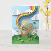 Goldene Irische Harfe Regenbogen-Papiermodell St.  Karte (Gelbe Blume)