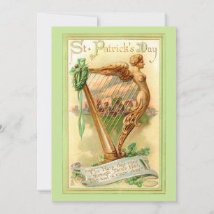 Goldene Irische Harfe Vintage St. Patrick's Day Feiertagskarte