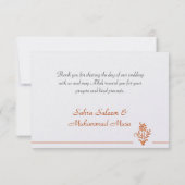 Goldene islamische danken Ihnen nikkah Dankeskarte (Rückseite)