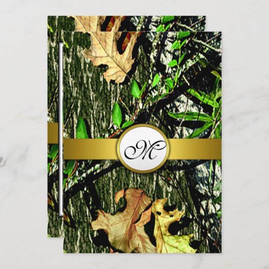 Goldene Jagd Camouflage Hochzeit Einladungen (Vorne/Hinten)