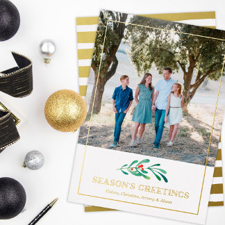 Goldene Jahresgruss Foto Foil Holiday Card Folien Feiertagskarte
