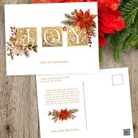 Goldene Joy Blockbriefe mit Poinsettias