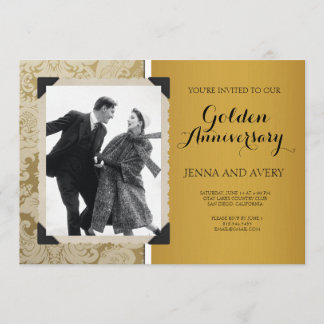 Goldene Jubiläums-Einladung Damast Einladung