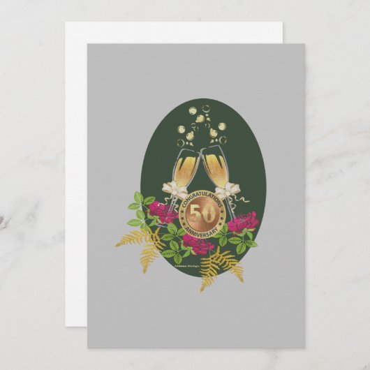 Goldene Jubiläumsflachkarte Feiertagskarte (Vorne/Hinten)