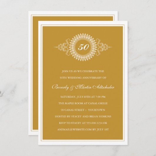Goldene Jubiläumsmedaille Party Einladung (Vorne/Hinten)
