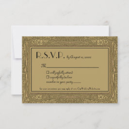 Goldene Jugendstil Hochzeit RSVP Karte