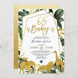 Goldene Jungle-Tiere Baby-Dusche Einladung