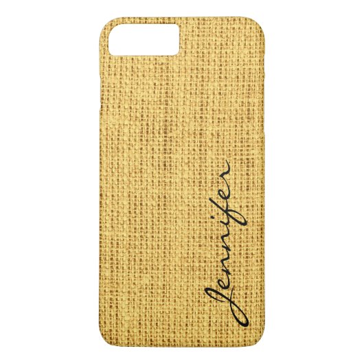 Goldene Jute Rustikale Leinen-Monogramm Case-Mate iPhone Hülle (Rückseite)