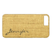 Goldene Jute Rustikale Leinen-Monogramm Case-Mate iPhone Hülle (Rückseite (Horizontal))