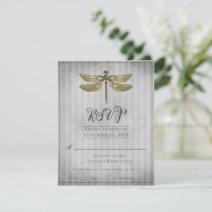 Goldene Juwelen-Libelle Hochzeits-RSVP RSVP Karte