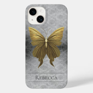 Goldene, juwelenbesetzte Schmetterlings-Damaskus Case-Mate iPhone 14 Hülle
