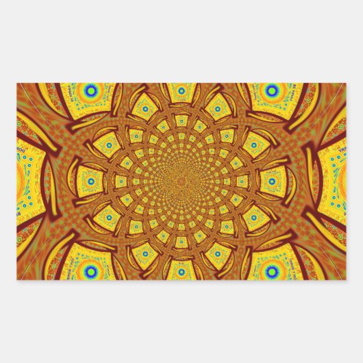 Goldene Kaleidoskop Kunst, Dichtung Rechteckiger Aufkleber (Vorderseite)