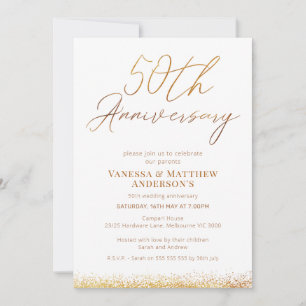 Goldene Kalligrafie 50. Hochzeitstag Einladung