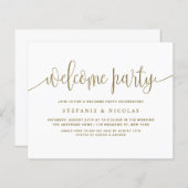 Goldene Kalligrafie Begrüßung Party Einladung (Vorne/Hinten)