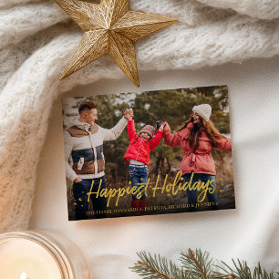 Goldene Kalligrafie Foto Fröhlichste Feiertage Wei Postkarte