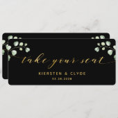 Goldene Kalligrafie-Grüne Nehmen Sie Ihre Sitzplat Einladung (Vorne/Hinten)