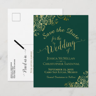 Goldene Kalligrafie Hochzeit "Save the Date" Smara Ankündigungspostkarte