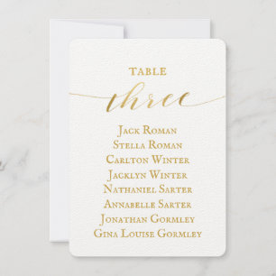 Goldene Kalligrafie-Hochzeitssitzplan Karte