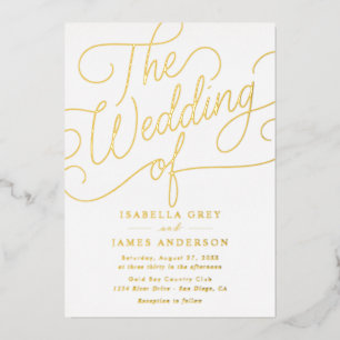 Goldene Kalligrafie-Schrift Hochzeit Folieneinladung