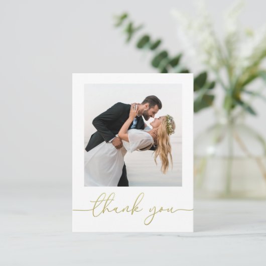 Goldene Kalligrafie-Skripte Modernes Einfaches Zwe Postkarte (Stehend Vorderseite)