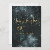 Goldene Kalligrafie Winternachtsfeier Einladung (Rückseite)