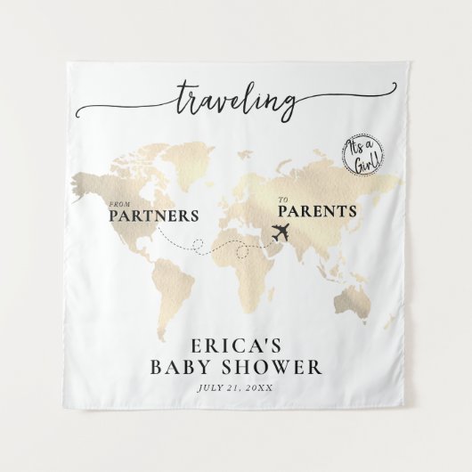 Goldene Karte für Reisen von Partnern zu Eltern Wandteppich (Vorderseite)