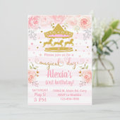 Goldene Karussell zum Geburtstag. Einladung (Stehend Vorderseite)