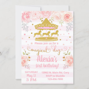 Goldene Karussell zum Geburtstag. Einladung