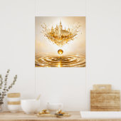Goldene Kathedrale Flüssigkeitsspritzer Poster (Küche)