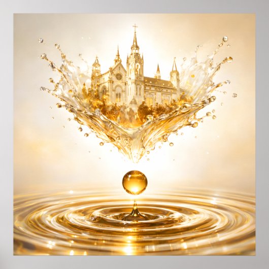Goldene Kathedrale Flüssigkeitsspritzer Poster (Vorne)