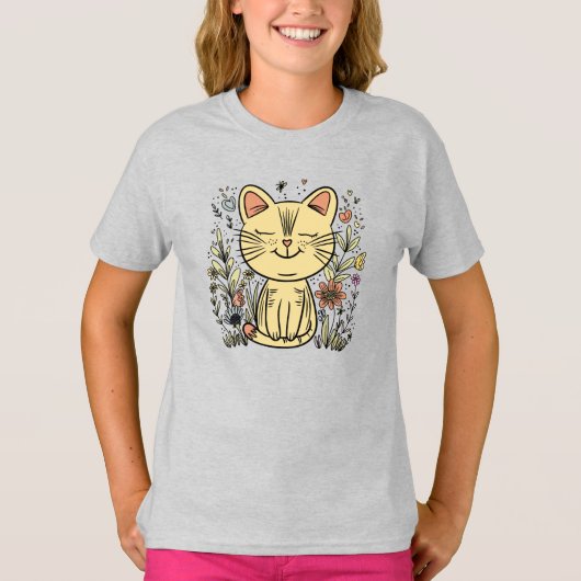 Goldene Katze | Eleganter Cat Art T - Shirt (Vorderseite)