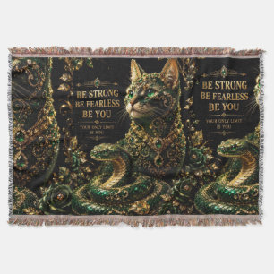 Goldene Katze Grüne Augen Elegante Kunst Decke