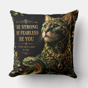 Goldene Katze Grüne Augen Elegante Kunst Kissen