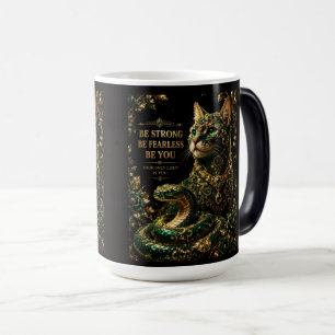 Goldene Katze Grüne Augen Elegante Kunst Verwandlungstasse