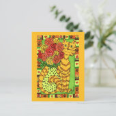 Goldene Katze mit Rose Postkarte (Stehend Vorderseite)