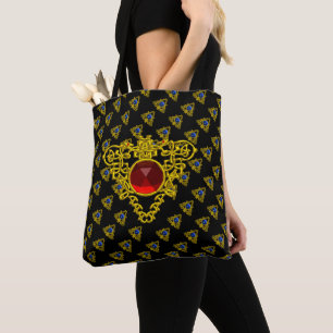 GOLDENE KELTISCHE KNOTEN HERZ JUWEL BLAUE ROTEN ED TASCHE