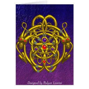 GOLDENE KELTISCHE KNOTEN MIT ZWEI DRACHEN