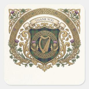 Goldene keltische Monogramm-Dankeschön-Hochzeitsau Quadratischer Aufkleber