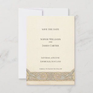 Goldene keltische Schriftrolle Save-the-Date-Karte Save The Date