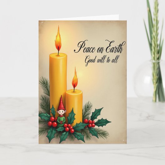 Goldene Kerzen-Glow-Weihnachtskarte Karte (Vorderseite)