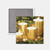 Goldene Kerzen Weihnachten Magnet (Vorderseite/Rückseite)