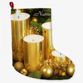 Goldene Kerzen Weihnachten Strumpf Großer Weihnachtsstrumpf (Vorderseite)