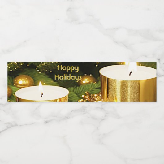 Goldene Kerzen Weihnachten Wasserflaschenetikett (Einzelnes Label)
