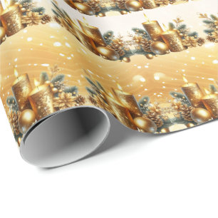 Goldene Kerzen Weihnachts-Verpackungspapier Geschenkpapier